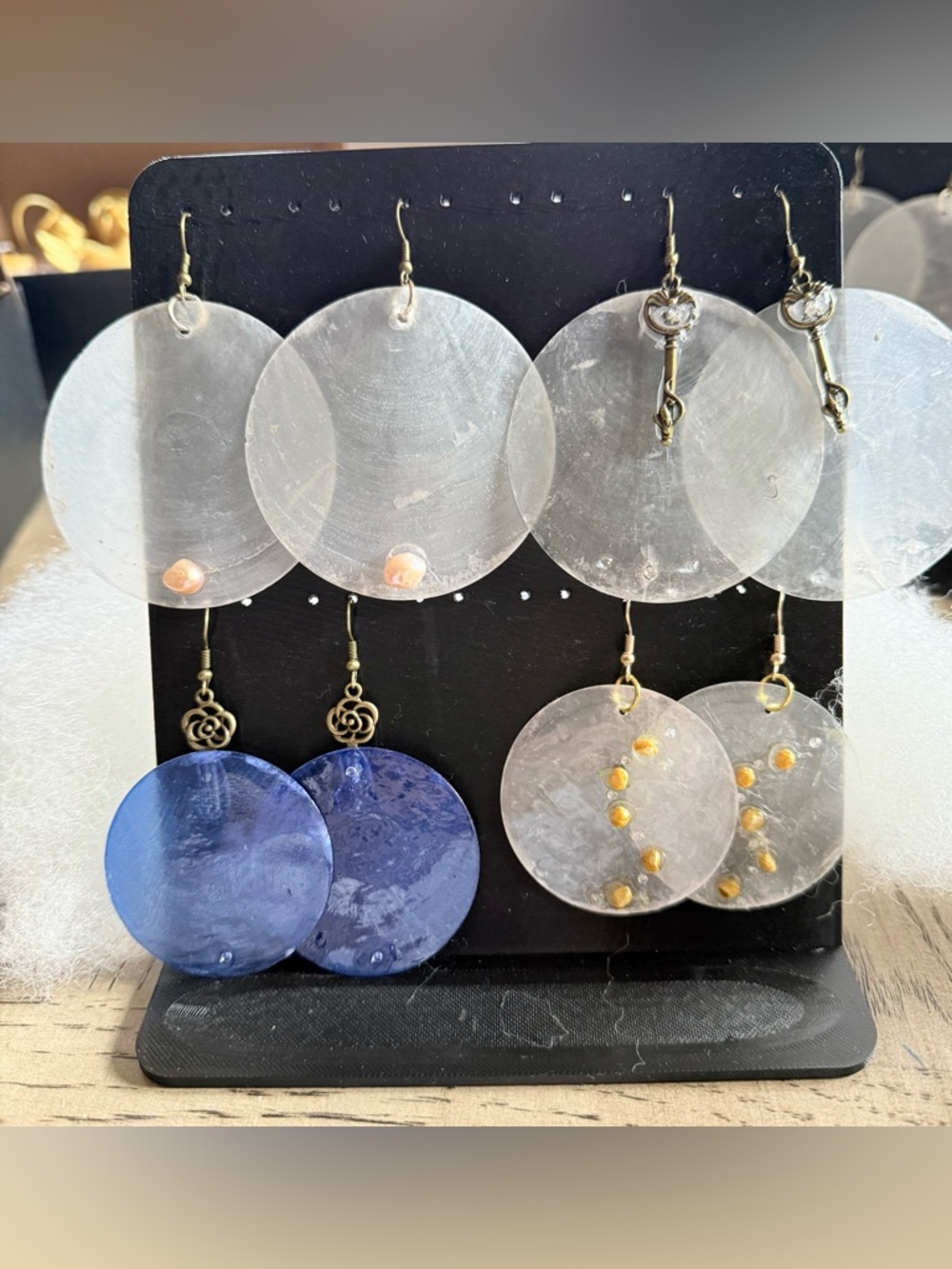 4 pair capiz shell hypoallergenic earrings crafted with CZ & freshwater pearls